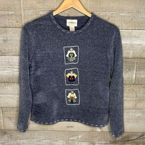 Christopher & Banks hand embroidered angel vintage cottage granny core sweater